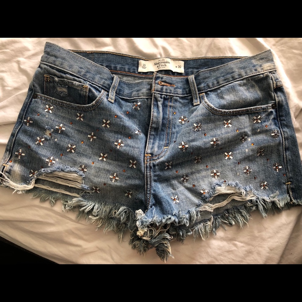 A&F rhinestone denim shorts